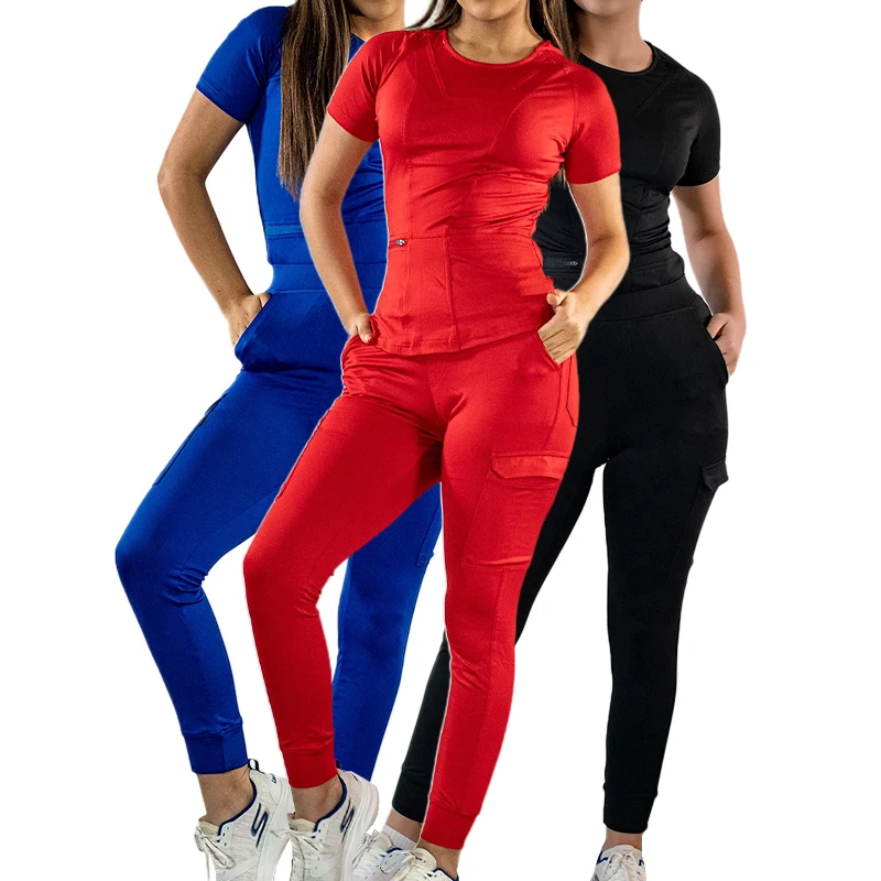 Wholesale Clinic Nurse Workwear Solid Nursing Scrubs Women Uniforms Hospital Doctor Work Operating Room Set Medical