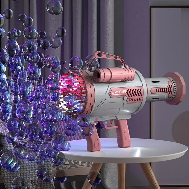 Rocket Boom Gatling 100 Holes Bubble Machine Toy  Super Toy Multi Bubble Automatic Bazooka Electric Bubble Gun