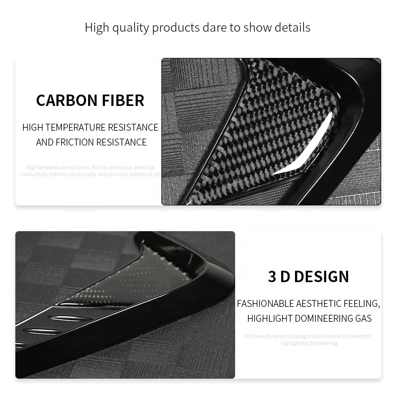 Factory Custom Logo Fender Decorative Stickers Carbon Fiber Fender Trims Car Side Vent Fender Stickers