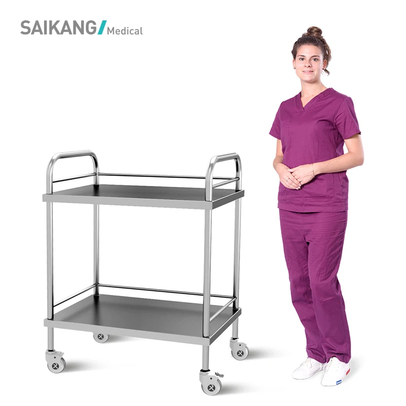 SKH006 BV Factory Comfortable Medical Stainless Steel Hospital Instrument Trolley For Sale