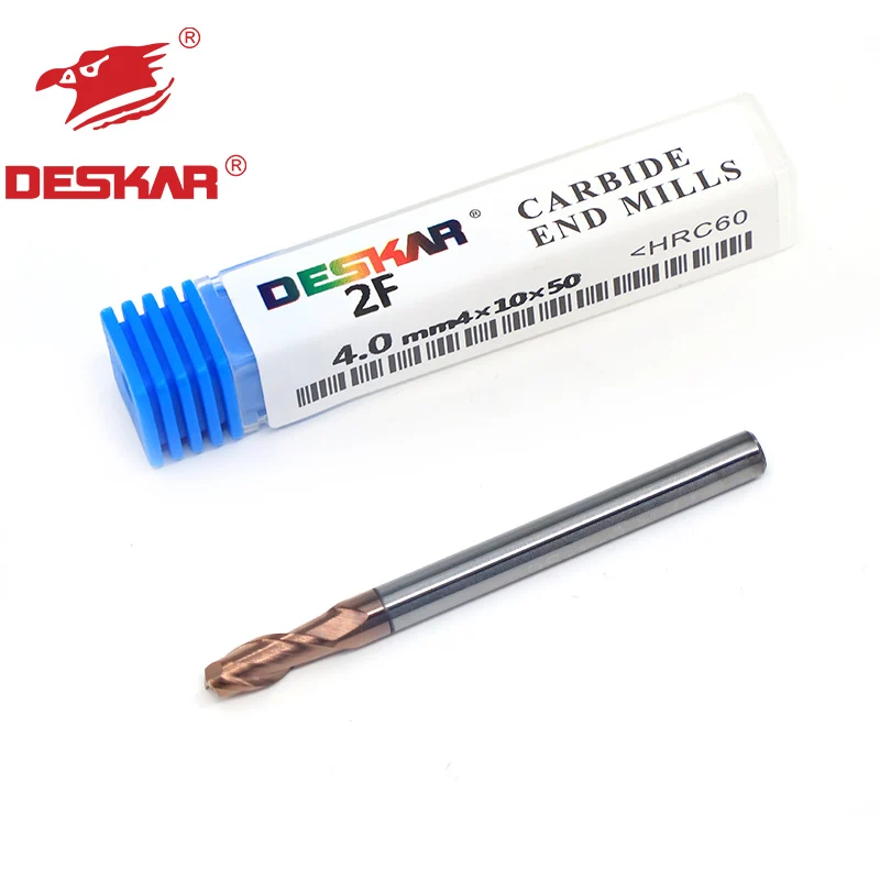 DESKAR 2F-4.0mmX4X10X50 HRC60 HRC60 4mm 2 Flutes 2Flute Straight Cnc Tools Carbide End Mill