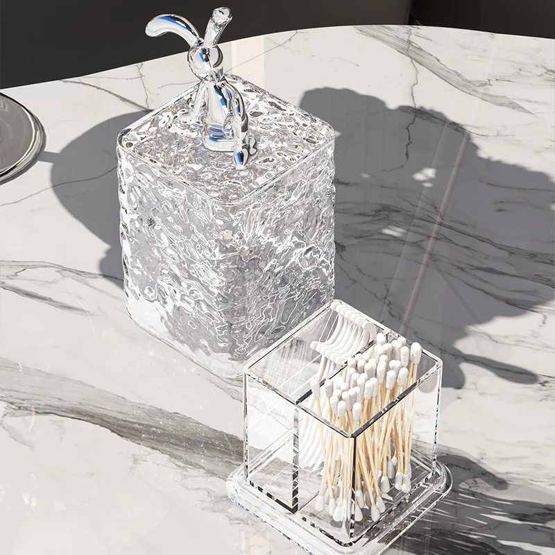 Luxury Stylish Home Dustproof Storage Organizer Set Toothpick Holder Dental Floss Dispenser Cotton Swab Container