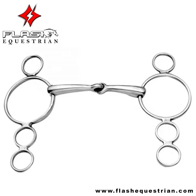 Custom Made JP Kor Steel Blue Steel Jointed 3 Ring Dutch Gag Bit Stainless Steel Western Dutch Gag Bit German Sier Horse Bits