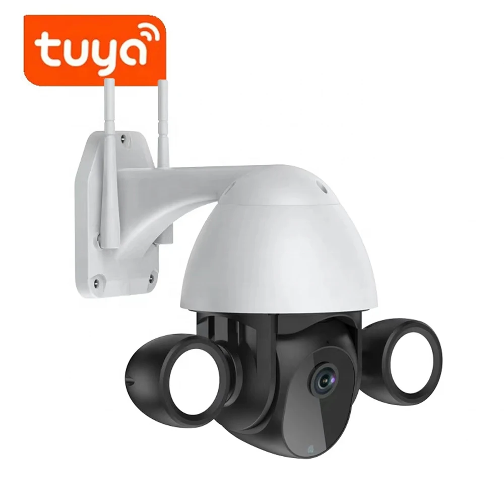 QEARIM TUYA Smart life IP66 wireless outdoor dome ptz ip Floodlight CCTV Camera colorful night vision 3MP Full HD tuya camera