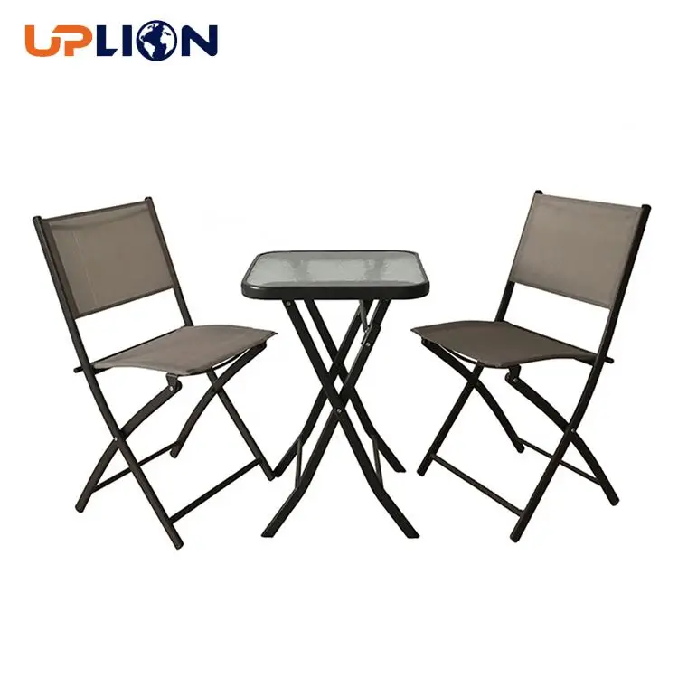 Uplion Modern Outdoor Garden Patio Folding set  3pcs Balcony Set Table and Chair Furniture