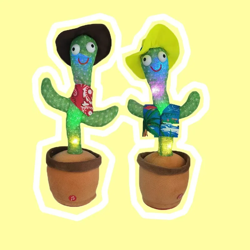 Novel And Interesting Cartoon Cactus Shaped Plush Toy Singing And Dancing Recording Electric Interactive Toys For Children
