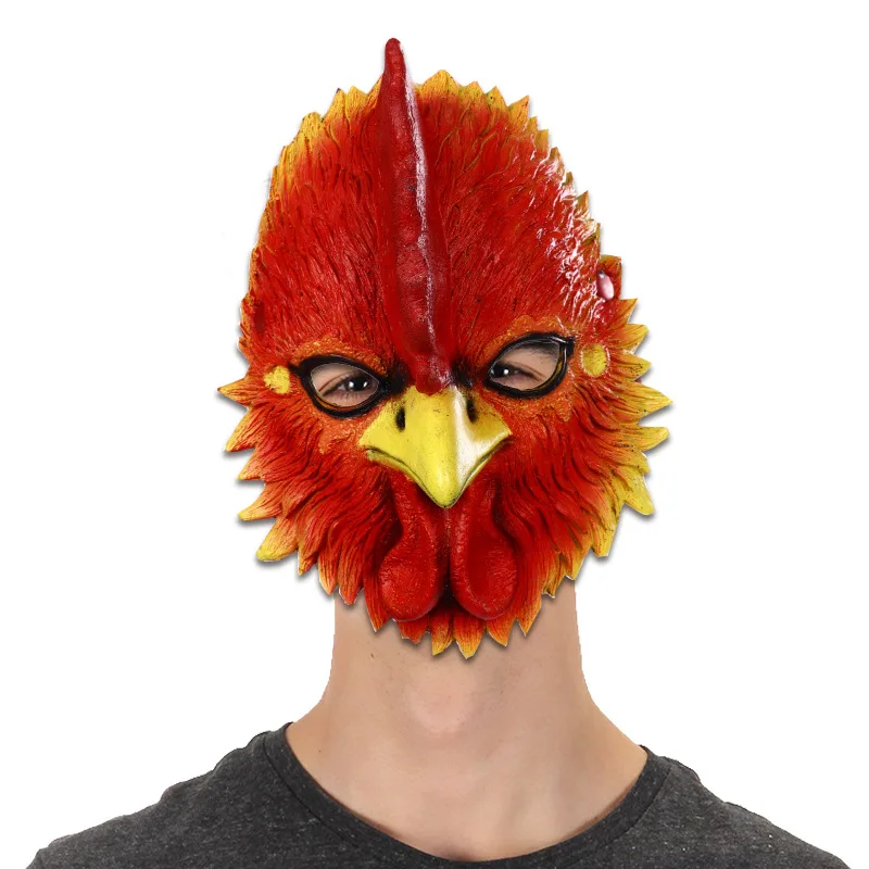 
Popular new chicken head mask for Halloween Carnival Rooster animal head mask for stage performance props 
