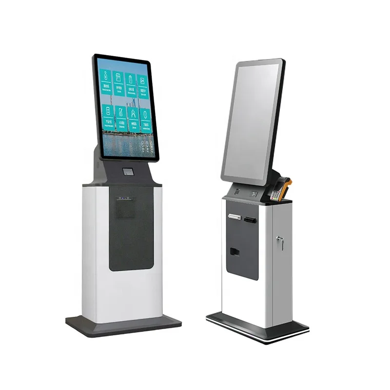 Crtly 32' cash foreign exchange acceptor card dispenser machine self service touch screen hotel airport check in payment kiosks