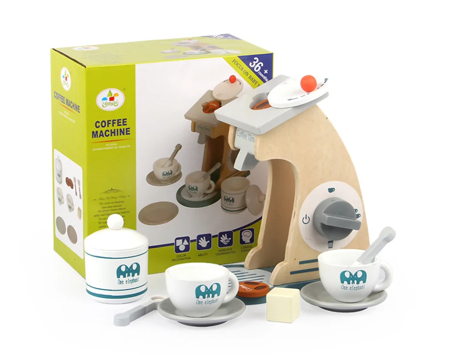 Factory sales Coffee Maker Set Pretend Play Kitchen Accessories - Wooden Toys Coffee Set Toys Imaginative Play for Toddlers