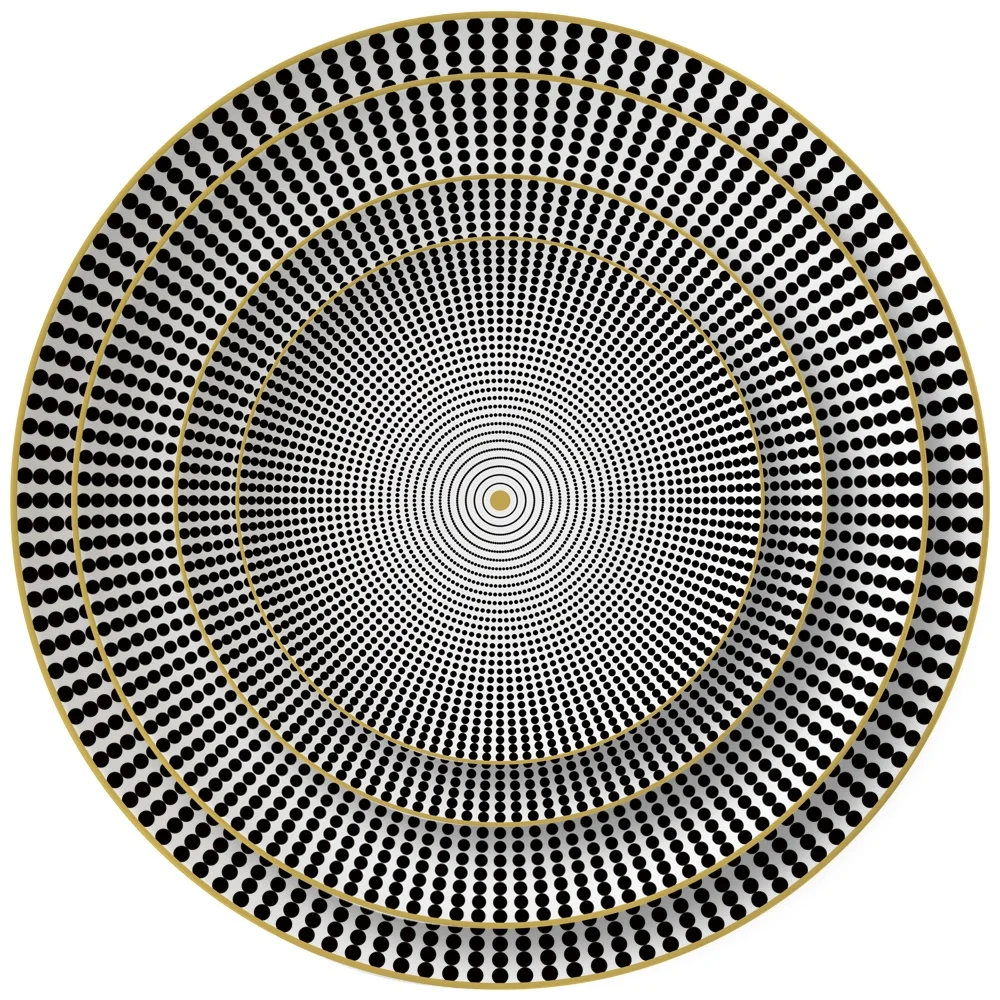 Wholesale western simple design black design ceramic wedding dinner plate dishes home decoration bone china gold dinnerware set