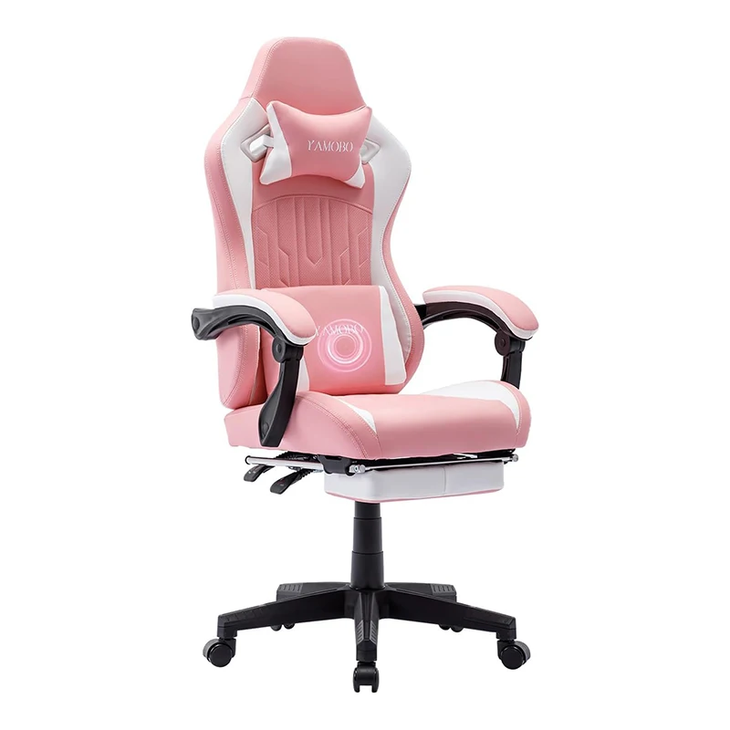 Gaming Chair Computer Chair with Footrest and Lumbar Support Height Adjustable Game Chair Swivel Seat and Headrest For Office