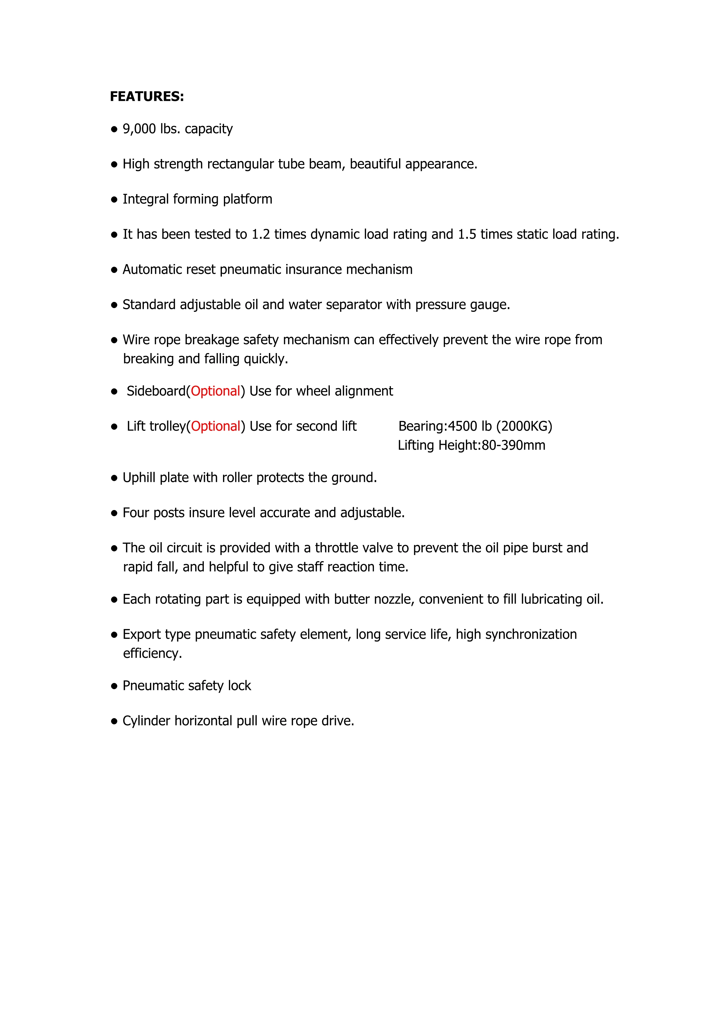 uniliner elevator auto ULJS-4.0B 4 POST LIFT auto lift car lifts vehicle equipment mechanic shop equipment mechanical tools