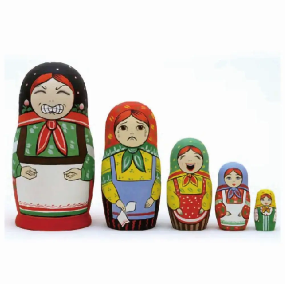 Matryoshka Dolls Nesting Stacking Wooden Russian Toys with Flower Ornament Hand Painted Wood Souvenir Folk Art Crafts