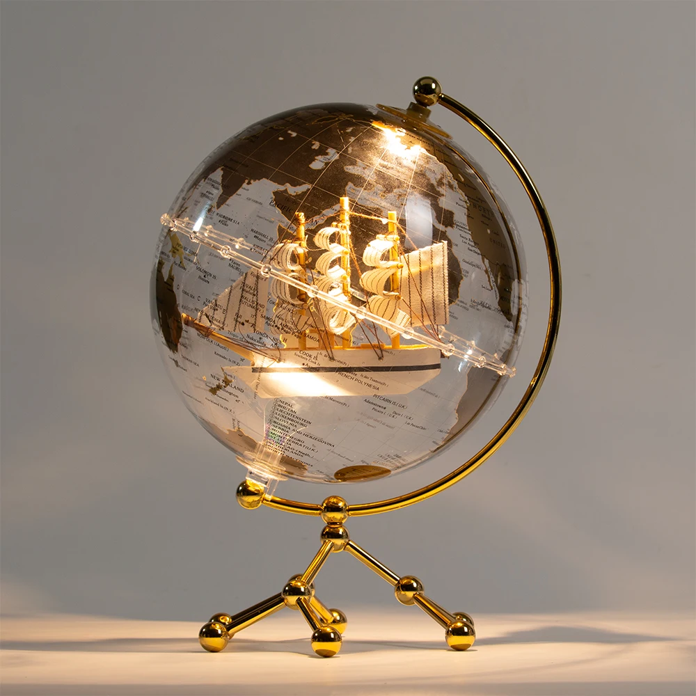 Bright Surface Rotating World Map Globe With Led Light Globes