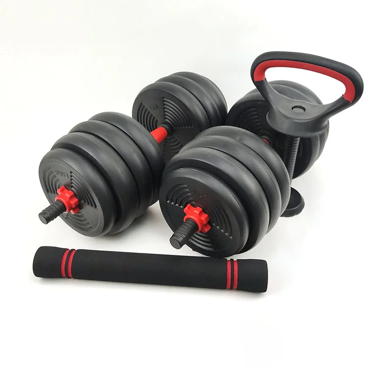 Manufacturing plant production 6 in 1cement adjustable 50kg dumbbell barbell set