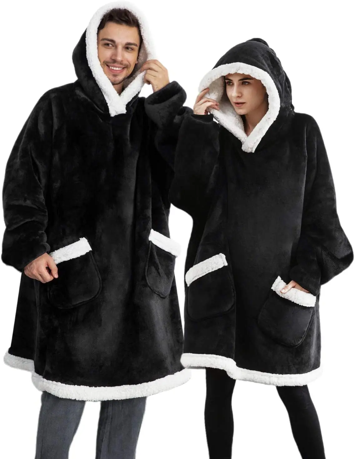 Oversized Wearable Blanket Sherpa Fleece Blanket Hoodie Comfortable Soft Warm Thick Big Hooded Sweatshirt Hoodie Blanket