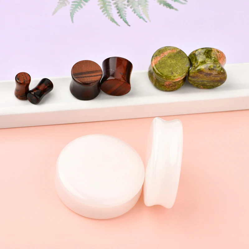 wholesale Natural Stone Double Flared Plug Ear Pug Ear Stretching Kit Ear Plugs Tunnel Gauges Expander Stretchers Piercing