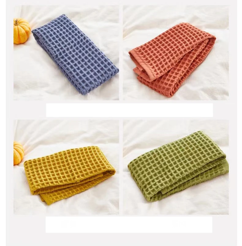 RTS Colorful High Quality 100% Cotton Waffle Cute Hand Towel Home Towel