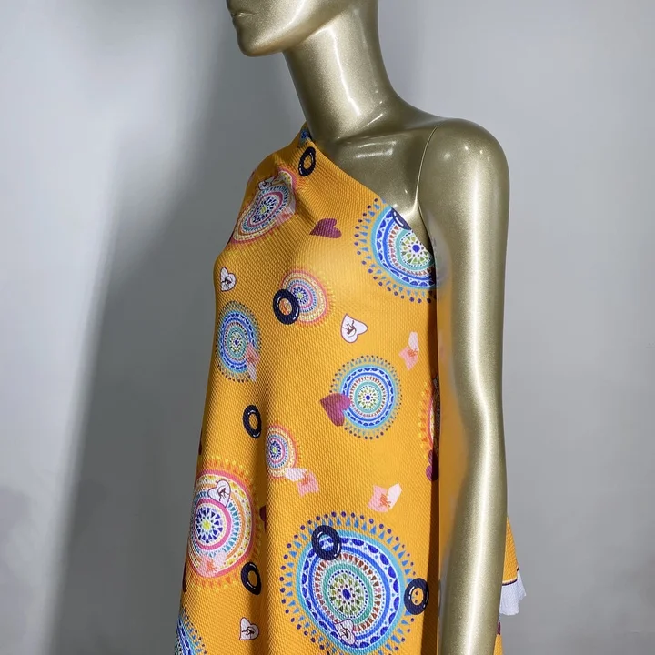 Custom no moq digital printing 100% polyester stretch printed knitted bullet fabrics for women clothing