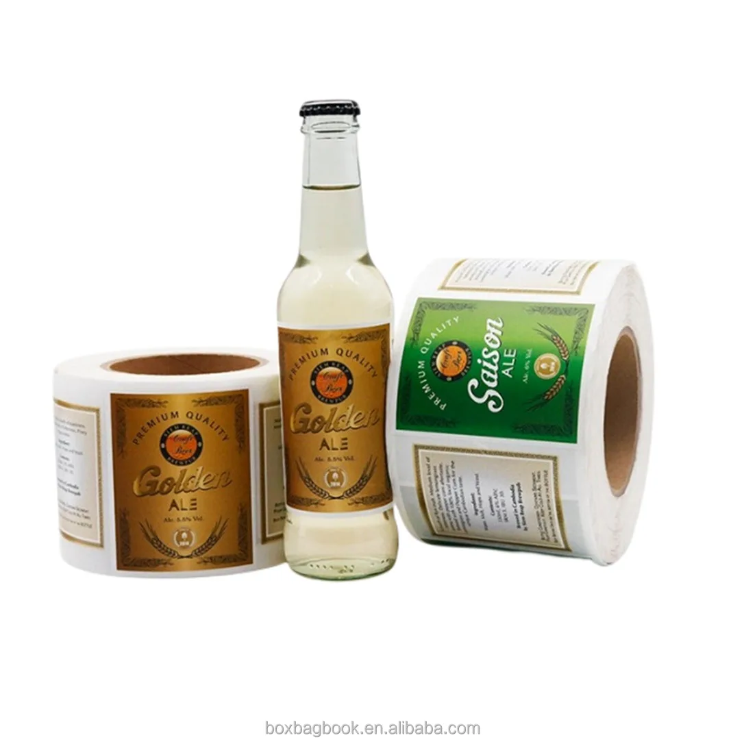 Custom color printing private label candle with packaging box bag logo stickers private label box for wine perfume foods bottle