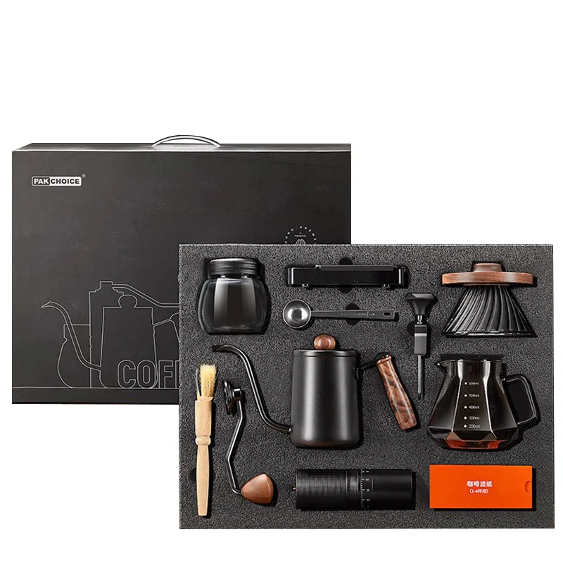 2024 Popular Indoor Outdoor Travel Coffee Bag Manual Coffee Maker Set With Waterproof Package 10pcs Gift Arabic Coffee Tea Sets