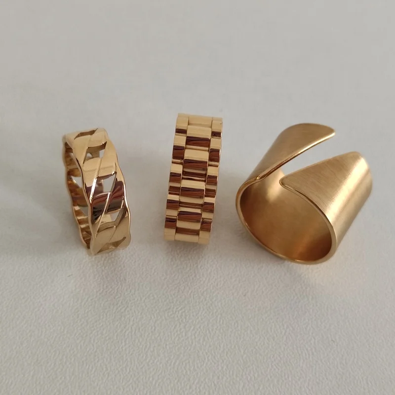 Non Tarnish 18K Gold Plated Ring Women Stainless Steel Fine Jewelry Rings