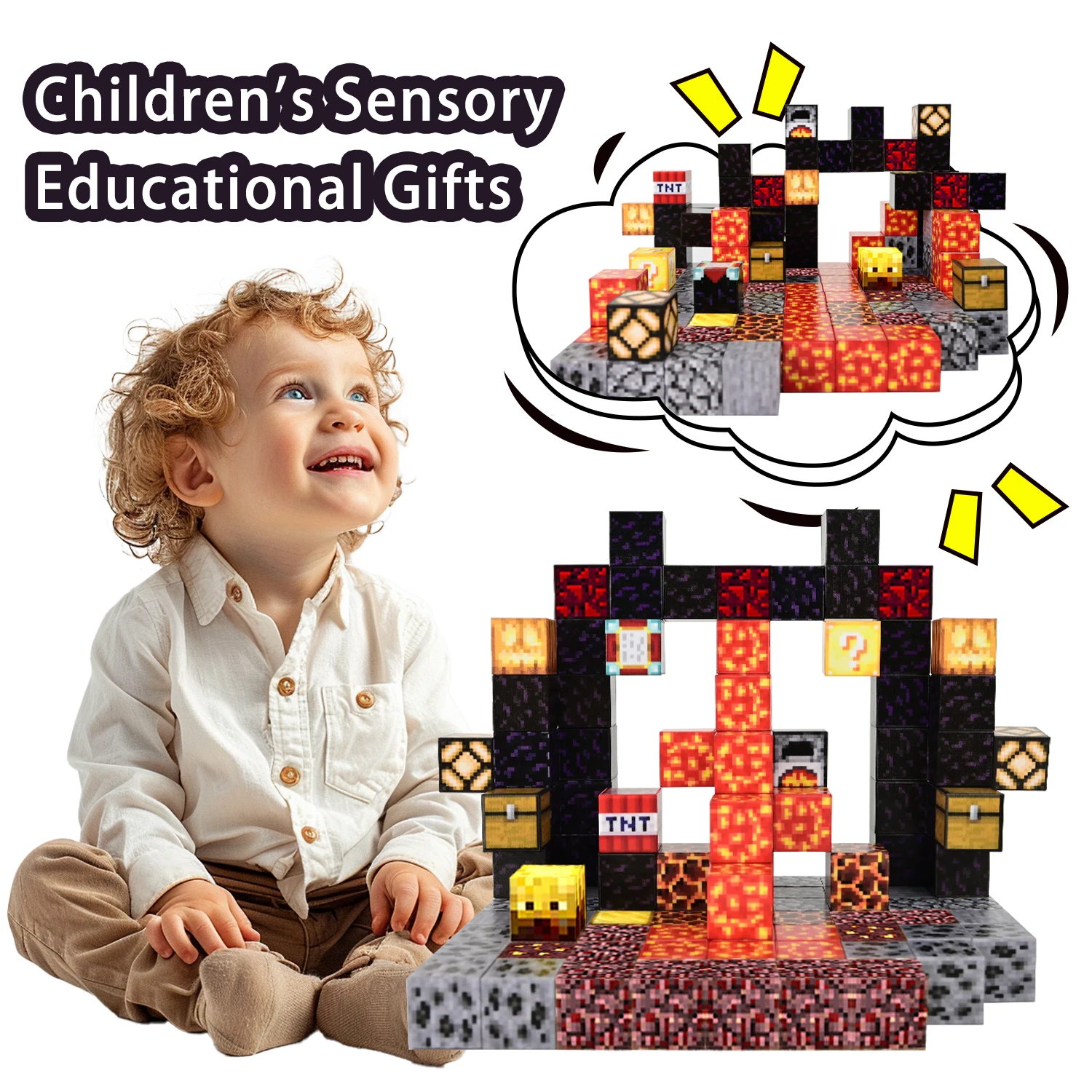 2025 Creative Building Sets 100-500pcs DIY Square Cubes New Era Educational Toy Puzzles magnetic building cube for Kids