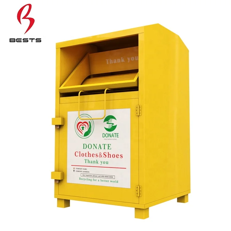 China metal steel outdoor street clothing donation bin recycling clothes box