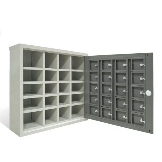 Стальной шкаф для хранения мобильного телефона с 20 дверцами на стене