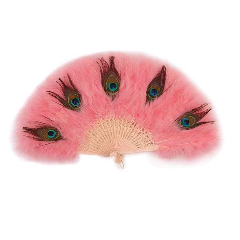 FK Black Feather Fan Peacock Feather Hand Fans For Wedding Bride Hand Holding Bouquet