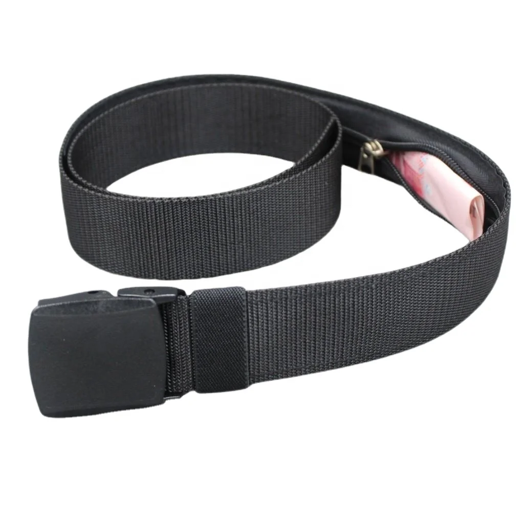3.8cm Unisex Canvas Fabric Web Woven Polyester Webbing Belt In Fabric Waist  Money Belt Secret Pocket Hidden Security Travel
