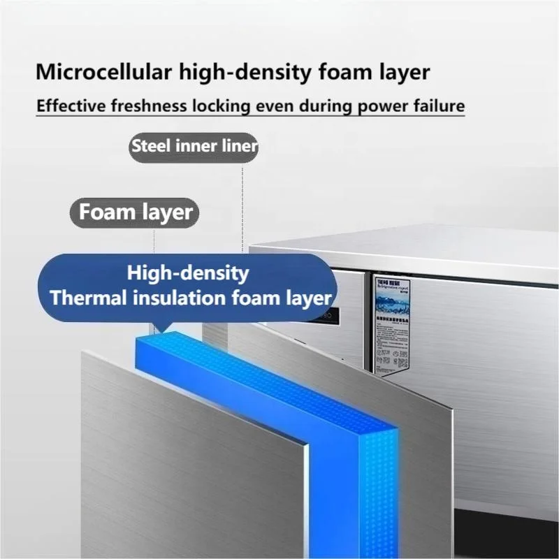 Single-Temperature Horizontal Stainless Steel Bar Fridge under Counter Freezer Air Cooler for Display Single-Chiller Type