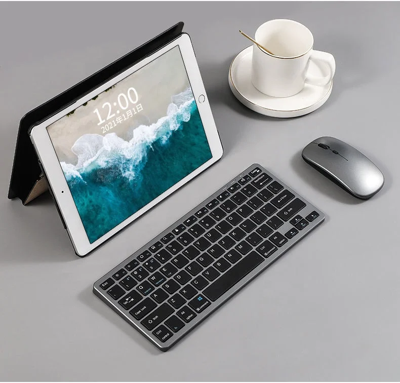 2.4Ghz portable slim rechargeable BT wireless keyboard and mouse Combo Keyboard and mouse set wireless for tablet pc