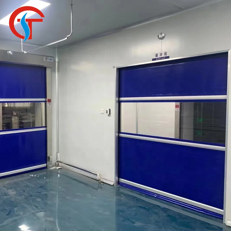 PVC Fast Rapid Roll Up Gate Industrial Radar Control Fire Proof Curtain Factory Workshop Warehouse High Speed Door