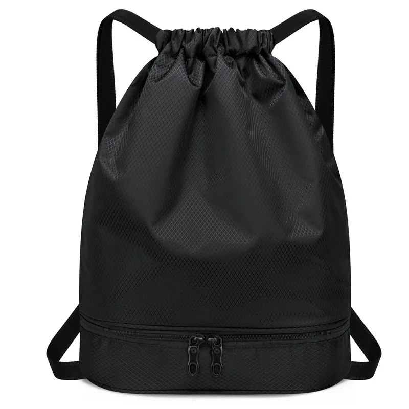 Waterproof Polyester Drawstring Gym Backpack Bag Durable Sport Gym Sack with Wet Compartment