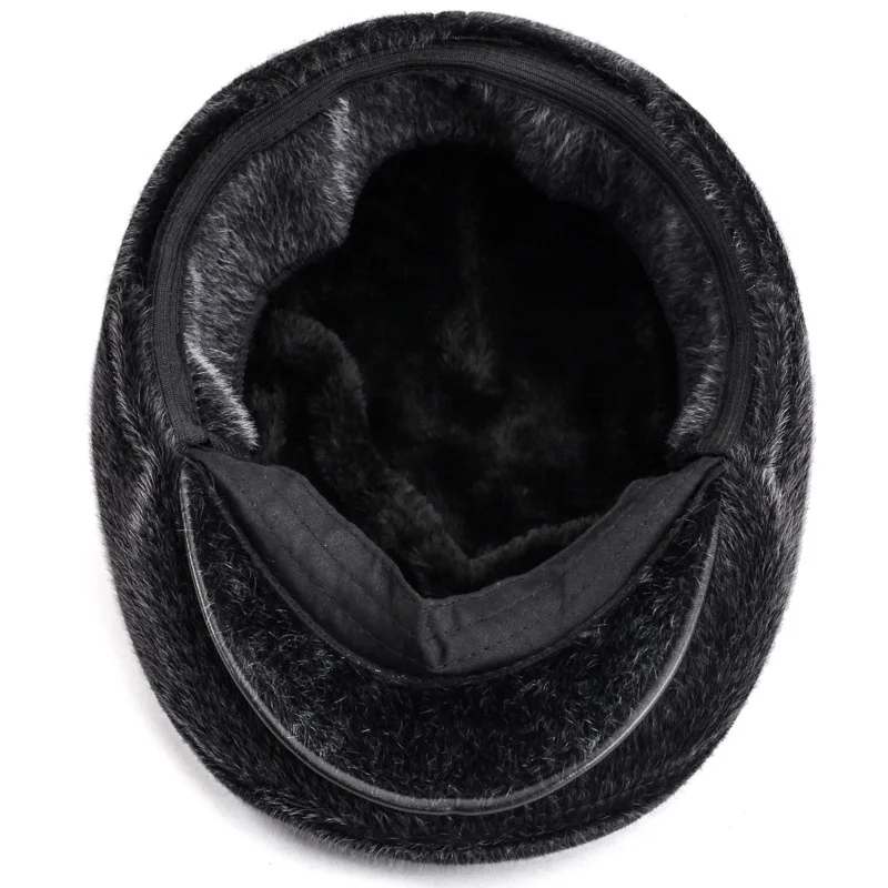 MIO Autumn and Winter Old Man Hat Imitation Mink Beret Senior Duck Tongue Fur Ivy