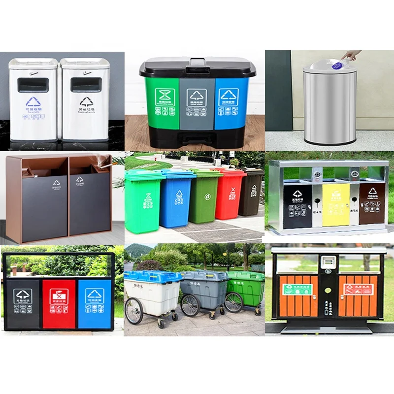13 23 32 50 gallon dustbin big waste segregation bin metal cheap outdoor steel three in one twin dual compacted trash can vacuum