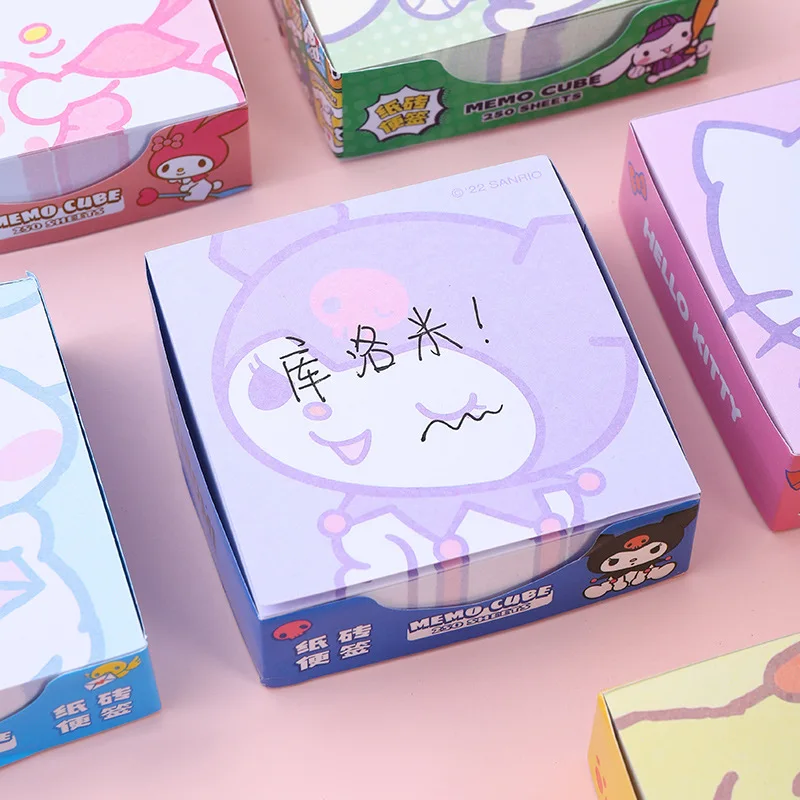 Yubon wholesale 250pcs kawaii sanrioed memo sticker anime kuromi melody cute cartoon note paper message boke student Stationery