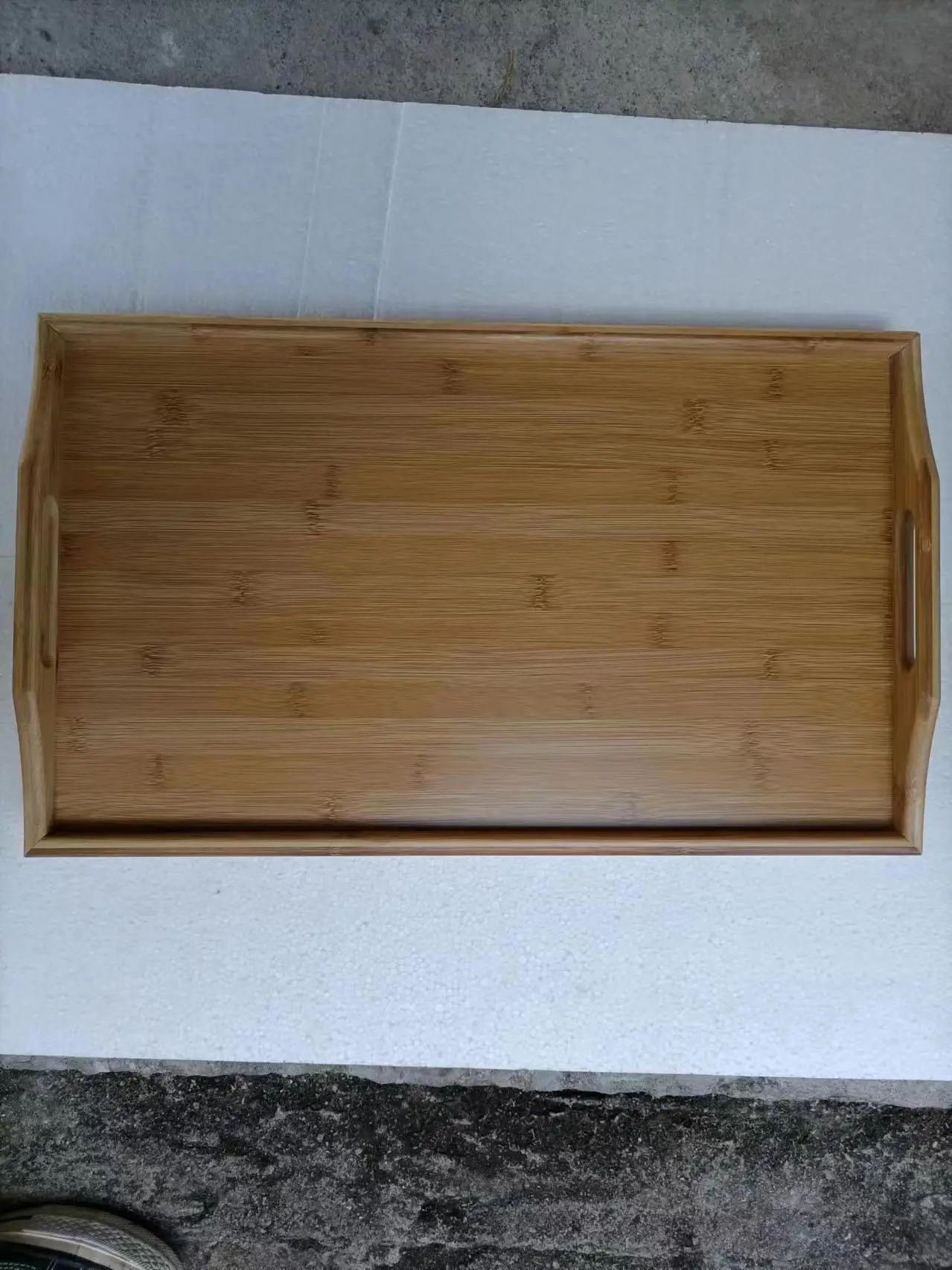 Custom Logo Bamboo Folding Serving Breakfast Food Bed Table Tray Adjustable Height Legs With Phone Holder