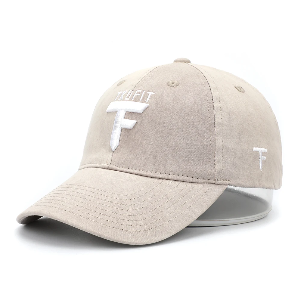 High Quality 6 Panel Baseball Cap Adult Beige Dad Hat Custom Vintage Sports Hat With Embroidery Logo