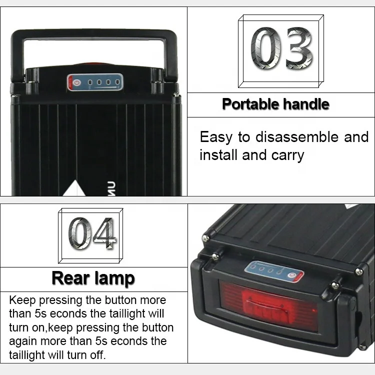 
Rear Rack 10Ah 13Ah 15Ah 22.5Ah 26Ah 28.8Ah 31.5Ah Electric Bike Lithium Ion 48V 20Ah Ebike Battery for 1000w Motor 