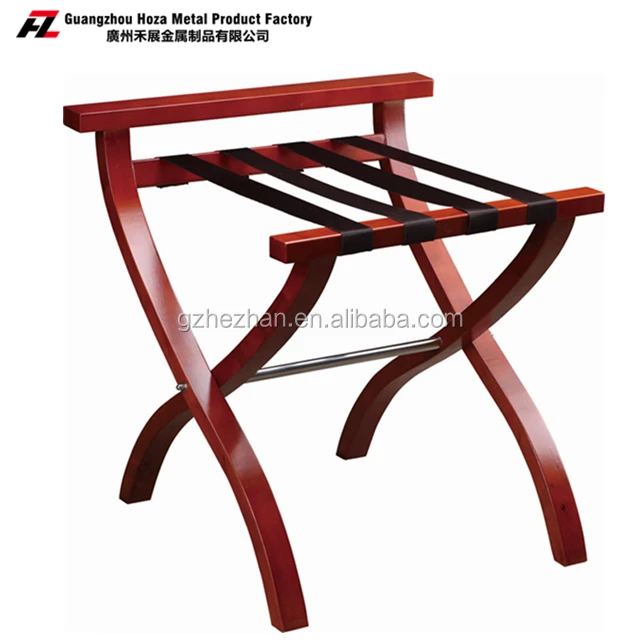 
Mahogany Hotel Guestroom Wooden Suitcase Luggage Rack Wooden Hotel Furniture 