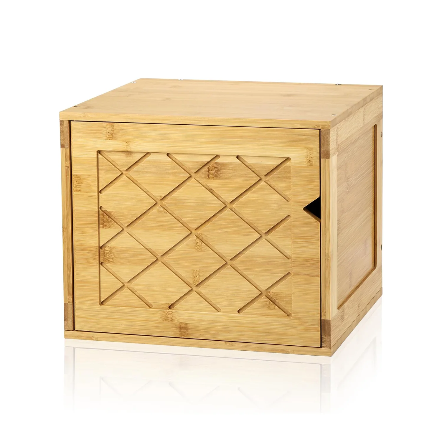 Bamboo Cube Bookshelf Stackable Connect Storage Cube Cubby Organizer with Door Wood storage box