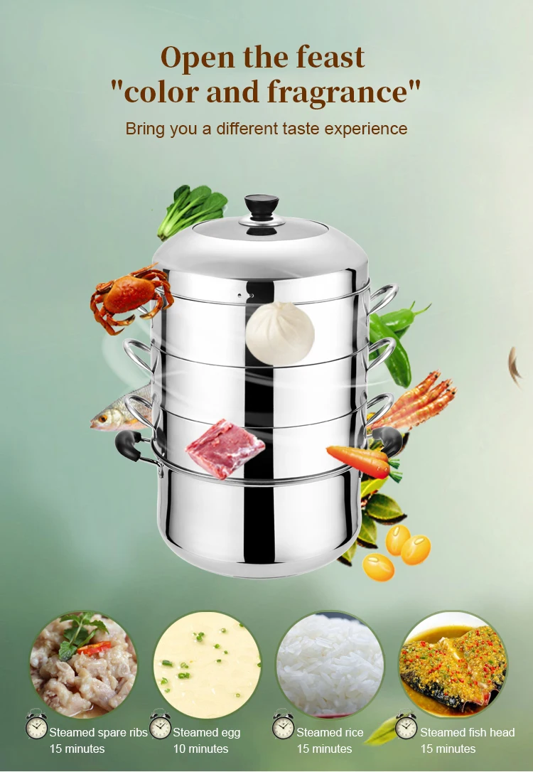 Factory Direct Supply Energy Saving Steamer Pot Queen Multi Purpose Steamer Induction Cooker and Gas Stove Stainless Steel