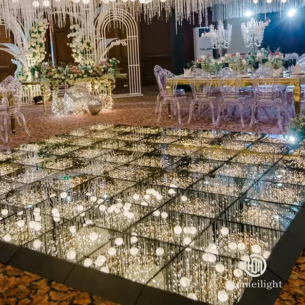 Romance Wedding Party Stage Light DJ 3D Starry Dance Floor 50x50cm 100x100cm Mirror Star Dance Tile