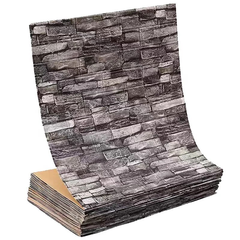 self adhesive 3d pe/xpe foam wallpaper cultural stone design