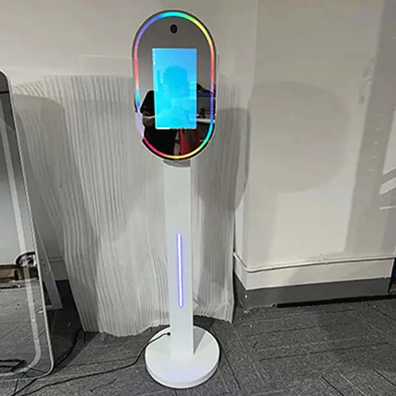 Selfie Magic Photo Mirror Booth Camera Photo Gif Rgb Led Ring Lights 55' Selfie Magic Photo Mirror Booth With Camera P