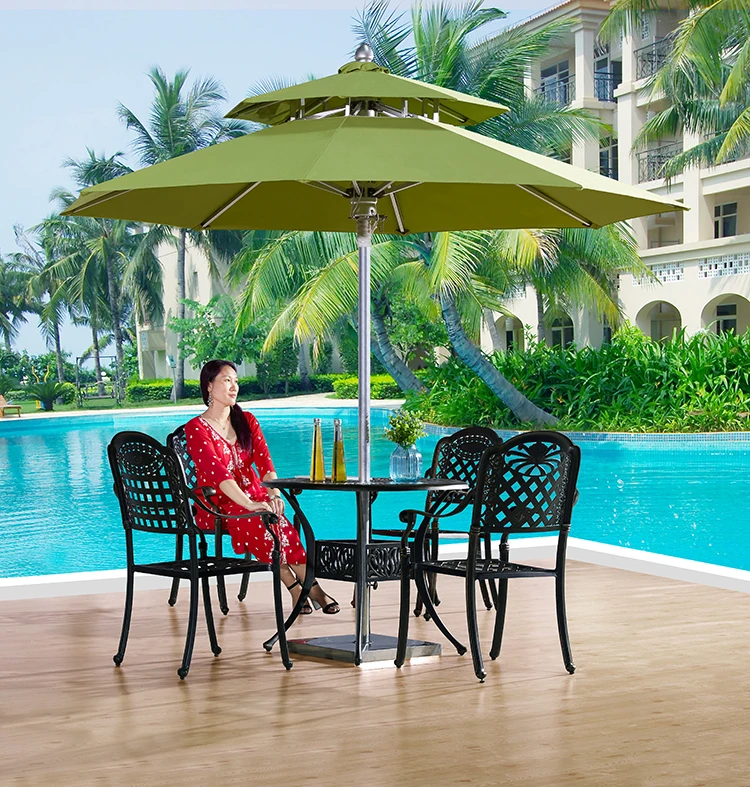Wholesale 3m center pole aluminum umbrella for coffee shop garden swimming pool