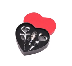 Well Made Heart Shaped Wedding Gift Box Set And Wine Bottle Stopper Heart Shaped And Heart Opener