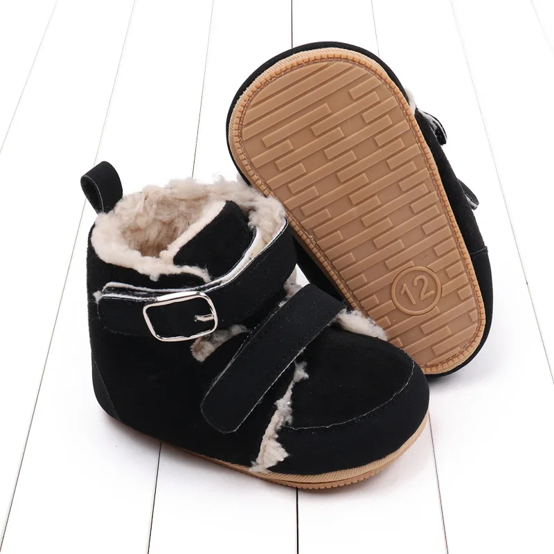 Hot sale suede leather plush winter baby toddler boots boys girls baby walking shoes